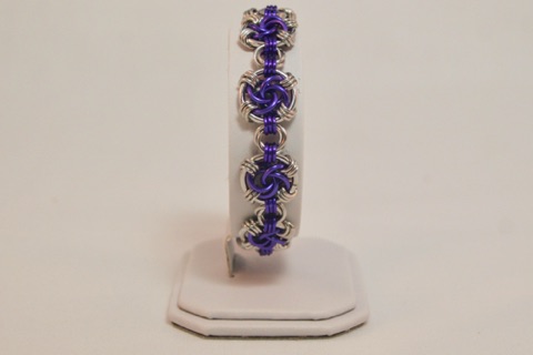 Swirls Bracelet in Lilac Anodized Aluminum and Bright Aluminum